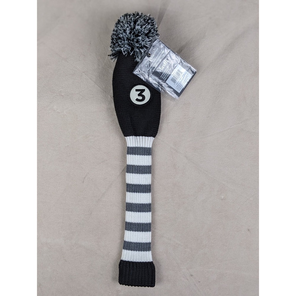 Maxfli 3 Fairway‎ New Knit Head Cover MX493 Black White